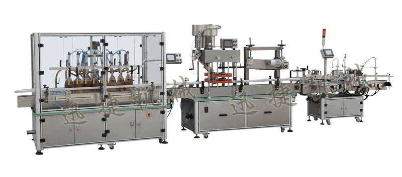 灌裝機(jī)+全自動(dòng)封蓋機(jī)（自動(dòng)理蓋，自動(dòng)扣蓋，自動(dòng)旋壓蓋）+貼標(biāo)機(jī)